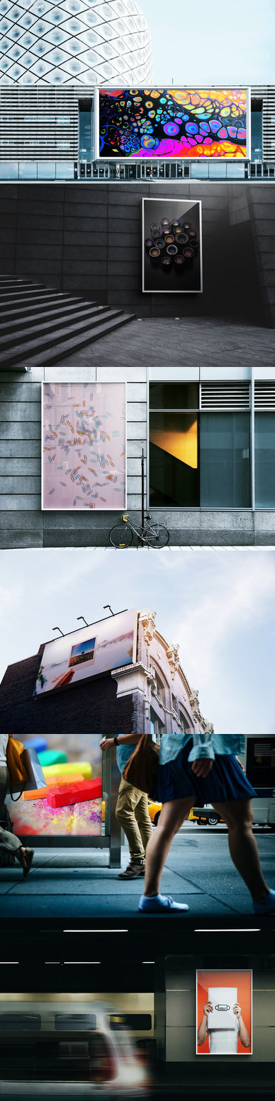 户外广告设计展示样机 (PSD,PNG)