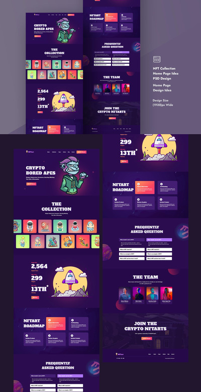 NFT 作品合集网站模板 (PSD,JPG)