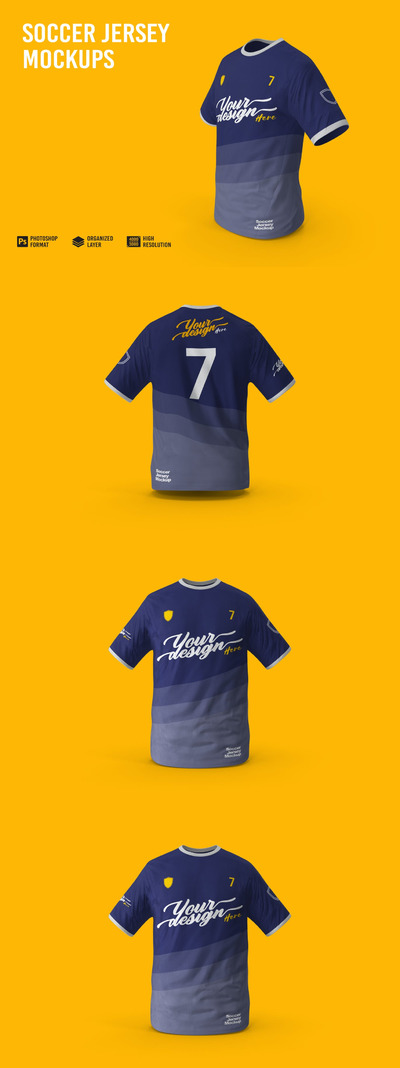 男式足球球衣品牌设计样机 (PSD)