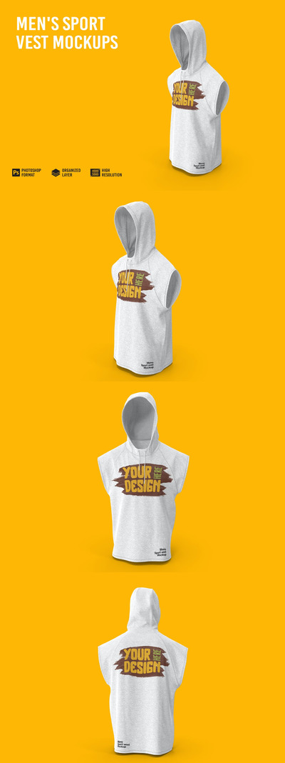 男士运动背心设计服装样机 (PSD)
