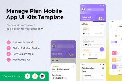 计划管理APP UI KIT (FIG,SKETCH,XD)