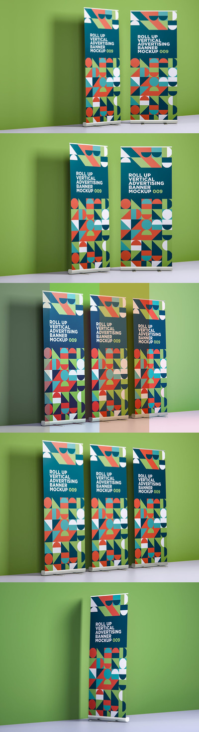 易拉宝广告设计样机模板 (PSD)