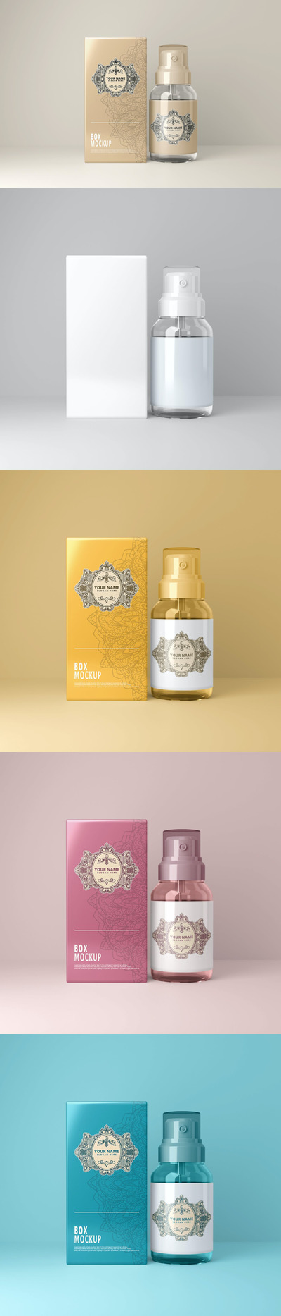 喷雾瓶化妆品产品包装设计样机 (PSD)