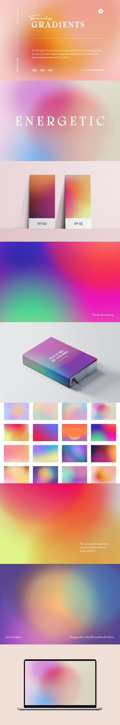 时尚高端清新多用途的绚丽渐变背景底纹纹理集合-JPG, PNG, PSD