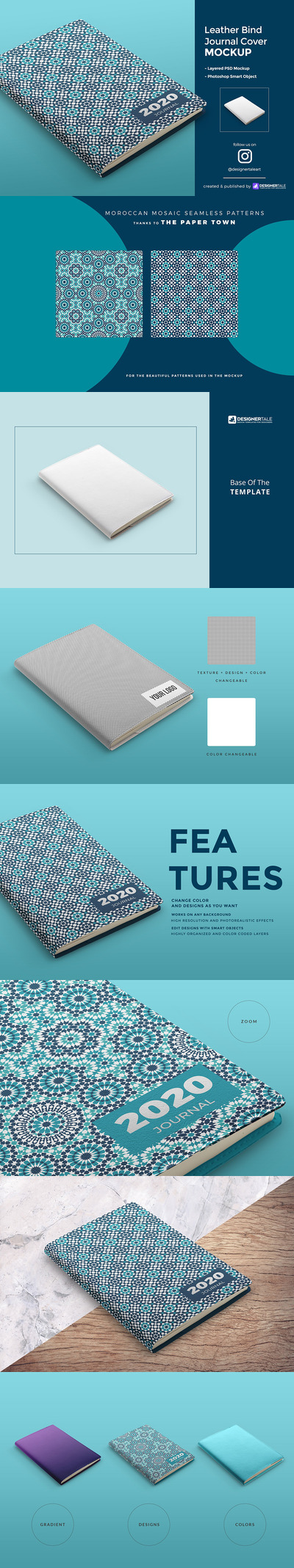 皮革装订杂志封面设计样机 (psd)