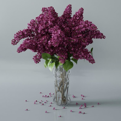 玻璃瓶中的紫丁香花束3D模型（FBX,MAX）