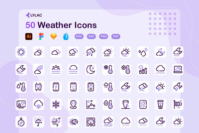 50个天气UI图标套装 (AI,EPS,FIG,JPG,PDF,PNG,SKETCH,SVG)