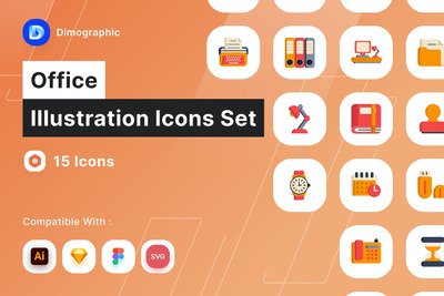 办公室常用图标套装 (AI,SKETCH,FIG)
