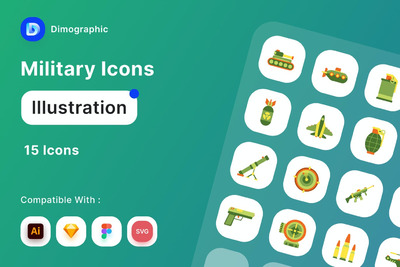 军事元素图标套装 (FIG,AI,SKETCH)