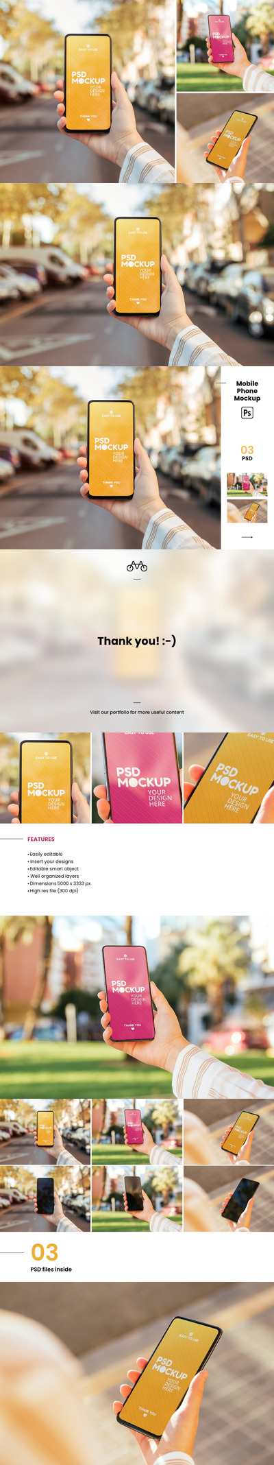 街道背景手机屏幕样机模板 (PSD)