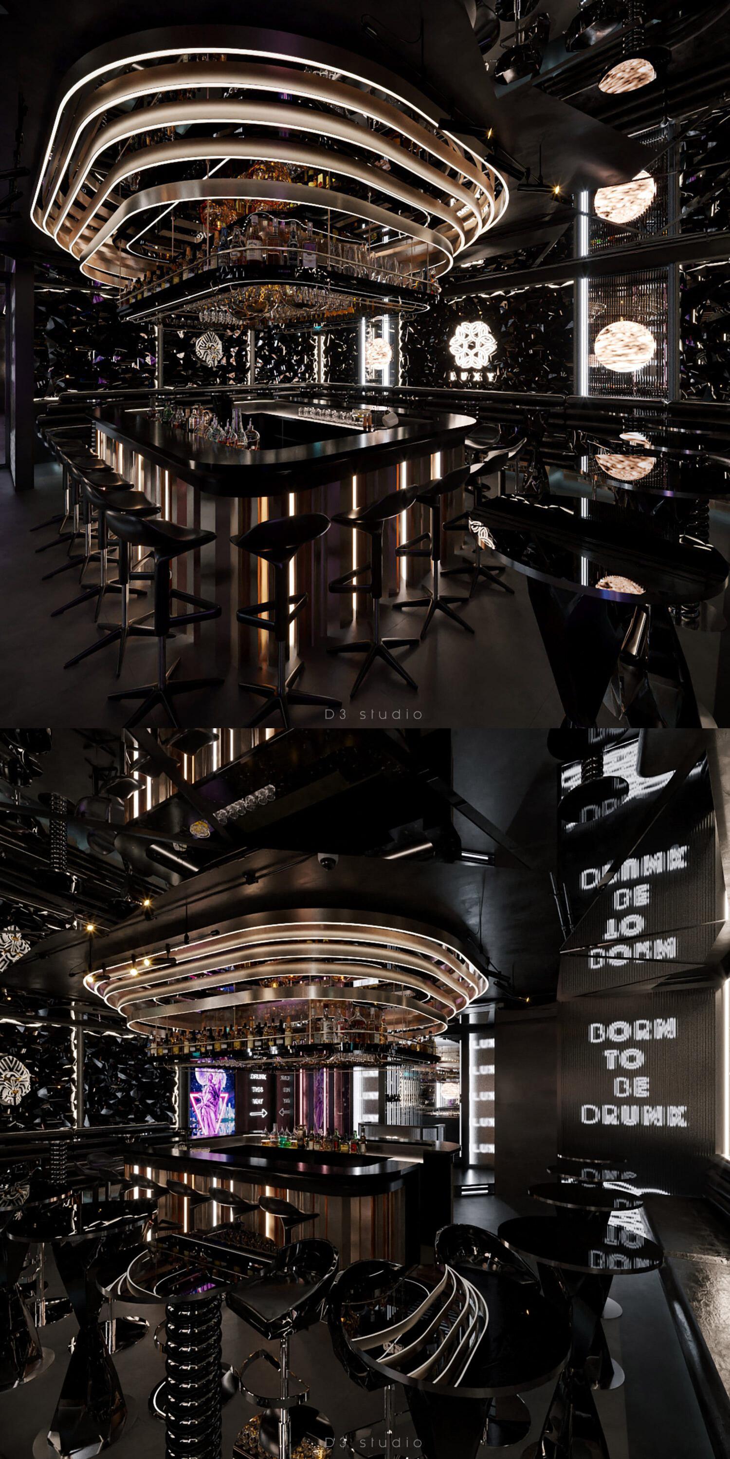 酒吧餐厅内部场景3D模型（MAX）