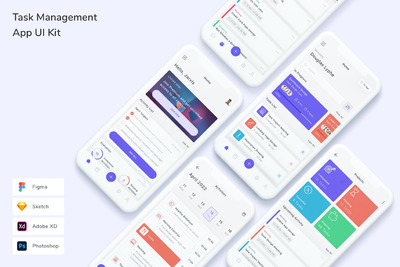 任务管理 App UI Kit (FIG,PSD,SKETCH,XD)