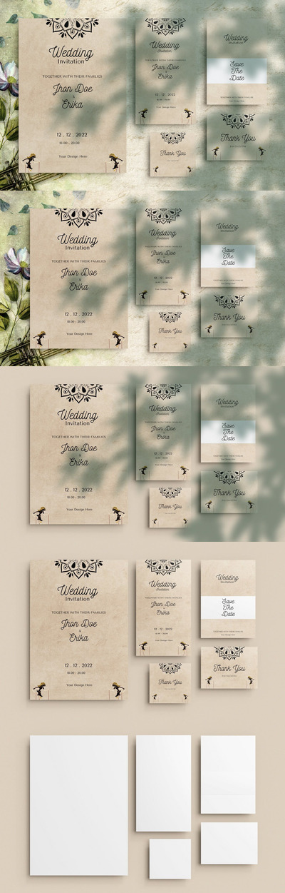 婚礼请柬/邀请函样机集 (PSD)