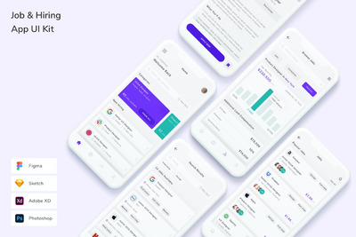 人才招聘 App UI Kit (FIG,PSD,SKETCH,XD)