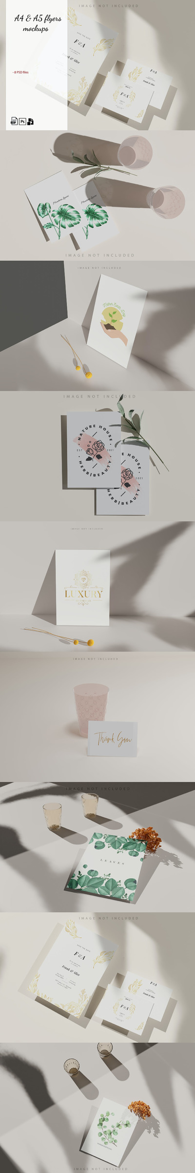 传单纸张设计样机模板 (PSD)