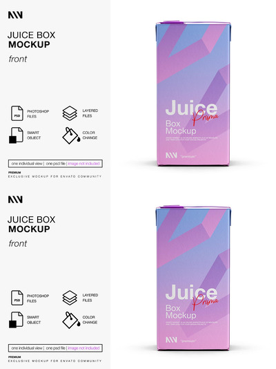 饮料果汁盒包装设计正视图样机 (PSD)