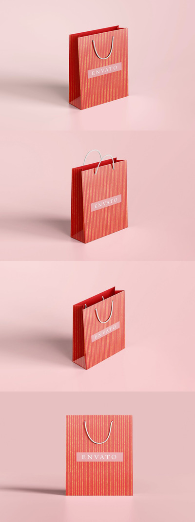 礼品购物袋品牌广告设计样机 (PSD)