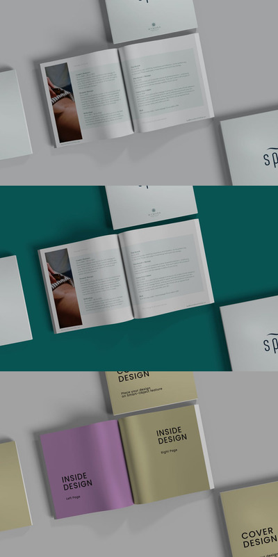 方形杂志宣传册设计样机 (PSD)