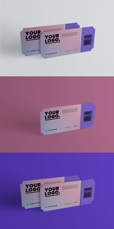 电影院票券设计样机 (PSD)