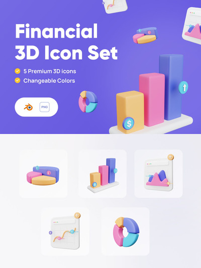 财经3D图标套装 (PNG)