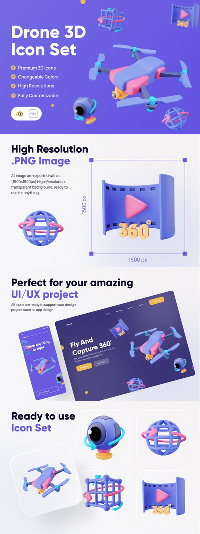 无人机3D图标 (PNG)