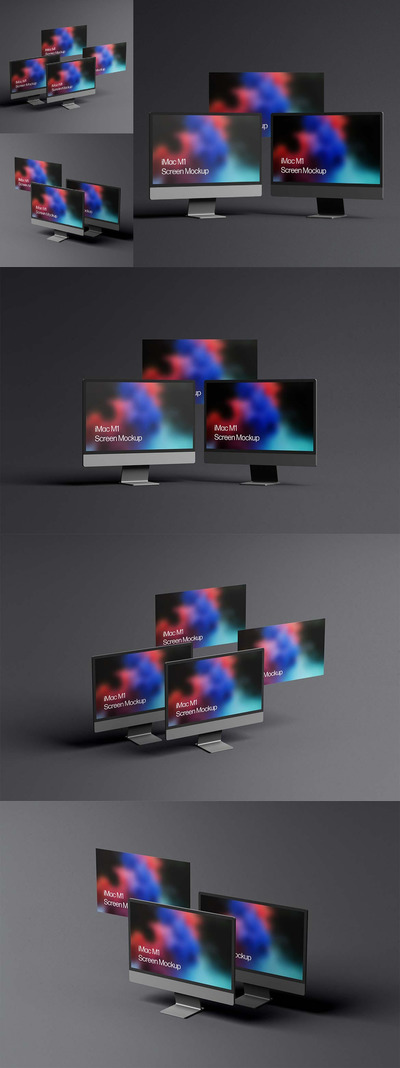 浮动屏幕iMac苹果电脑样机 (PSD)