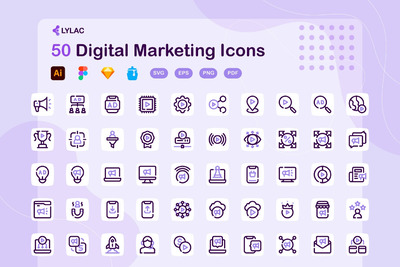 50个数字营销图标 (AI,EPS,FIG,JPG,PDF,PNG,SKETCH,SVG)