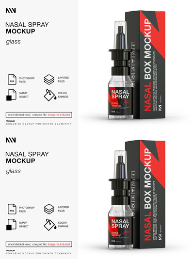 鼻喷雾剂医药品牌包装设计样机 (PSD)
