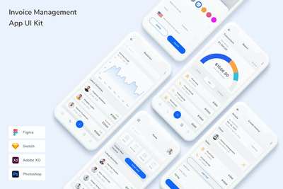 发票管理 App UI Kit (FIG,PSD,SKETCH,XD)