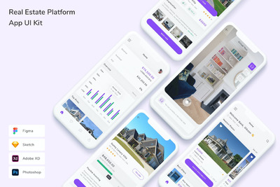 房地产买卖平台 App UI Kit (FIG,PSD,SKETCH,XD)