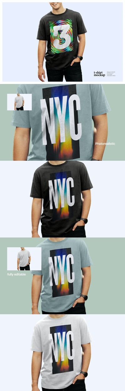 男士服装设计T恤样机 (PSD)