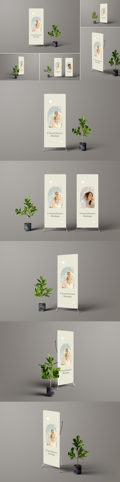 X型立式Banner横幅广告设计样机 (PSD)