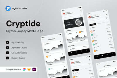 高品质的时尚高端多用途加密货币手机APP UI KITS-fig