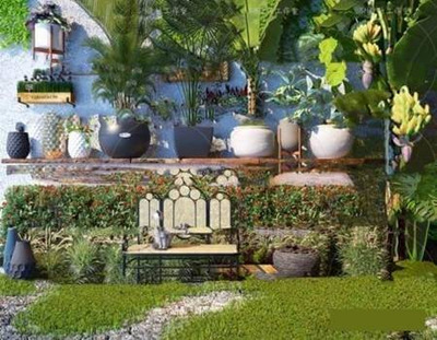 庭院绿色植物组合3D模型（MAX）