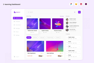 在线学习网课网页模板 (FIG,SKETCH,XD)