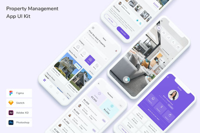 物业管理 App UI Kit (FIG,PSD,SKETCH,XD)