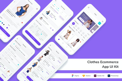 服饰电商 App UI Kit (FIG,PSD,SKETCH,XD)