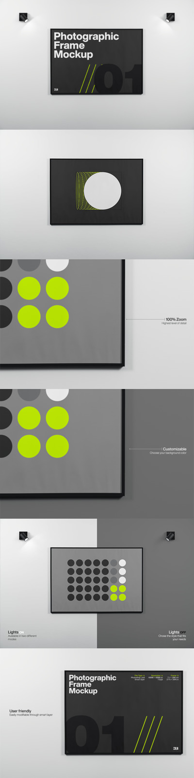 黑色相框框架样机模板 (PSD)