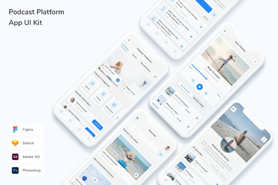 播客平台App UI Kit (FIG,PSD,SKETCH,XD)
