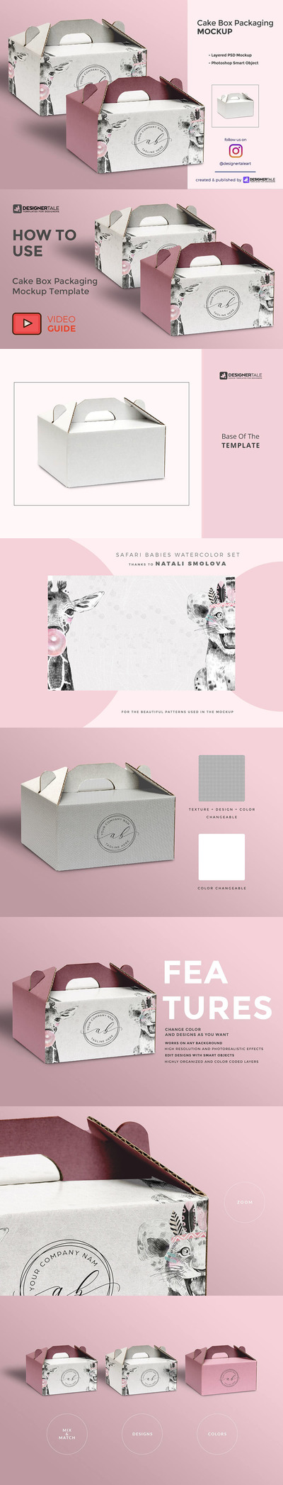 蛋糕盒包装设计样机 (psd)