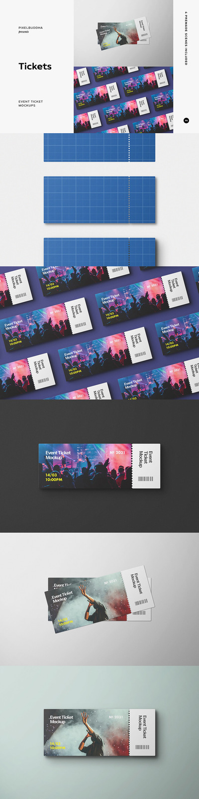 活动门票设计样机套装 (psd)