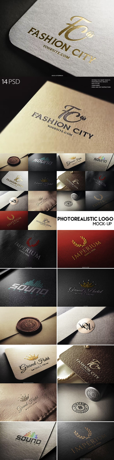 逼真的徽标Logo展示样机模板 (psd)