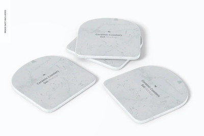 陶瓷杯垫设计透视图样机[psd]