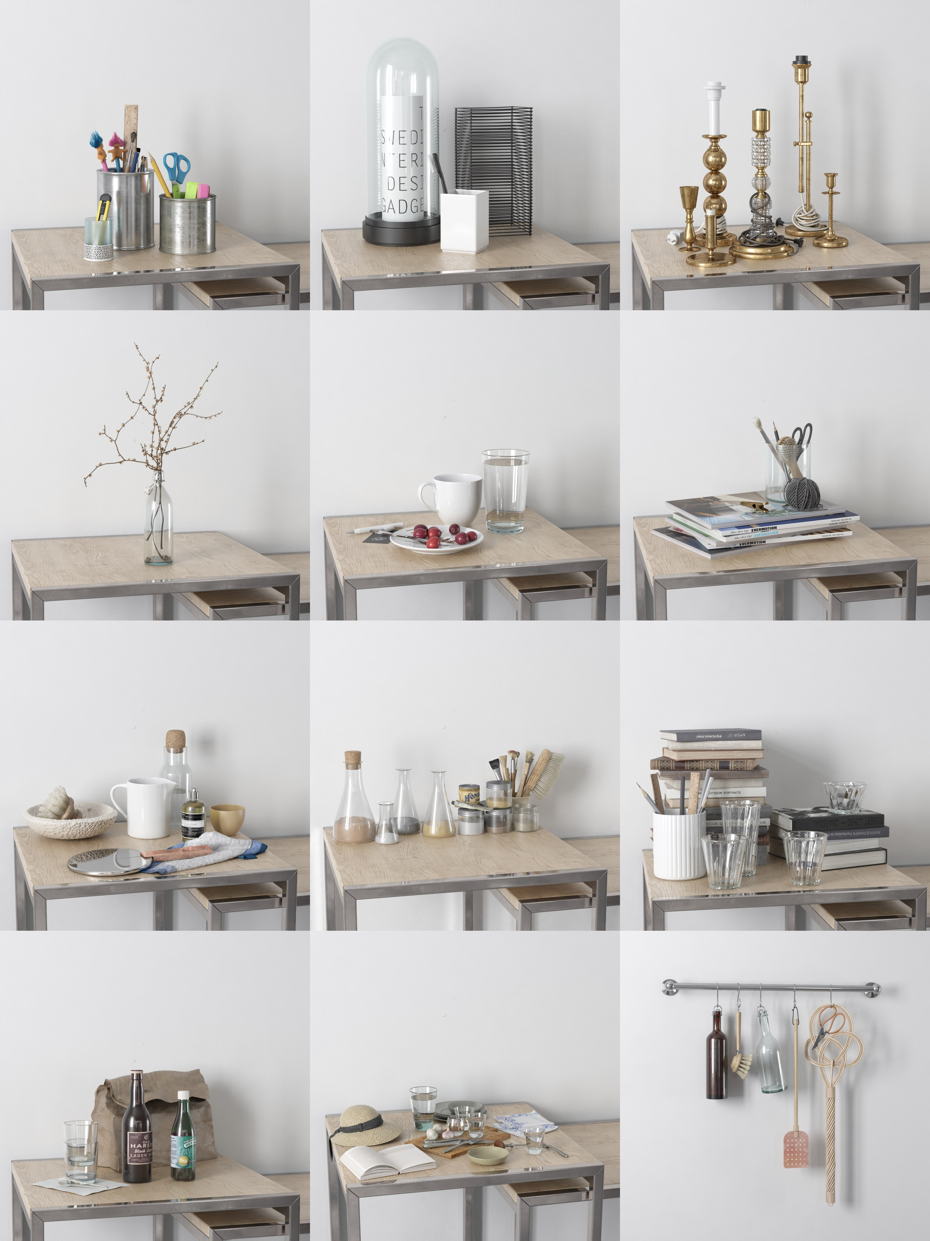 12组室内道具组合装饰组合3D模型合集（MAX）