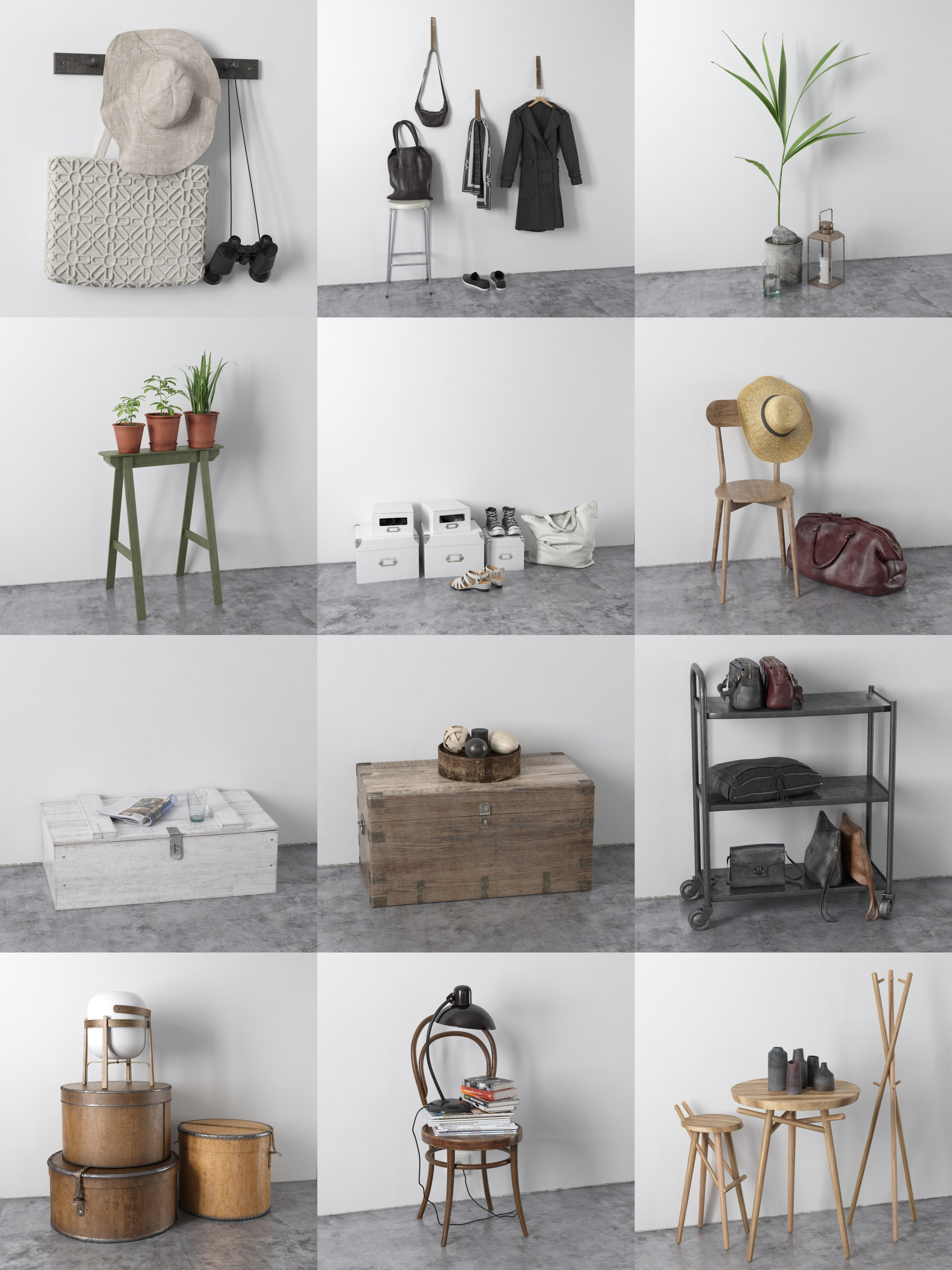 12组室内道具组合装饰组合3D模型合集（MAX）