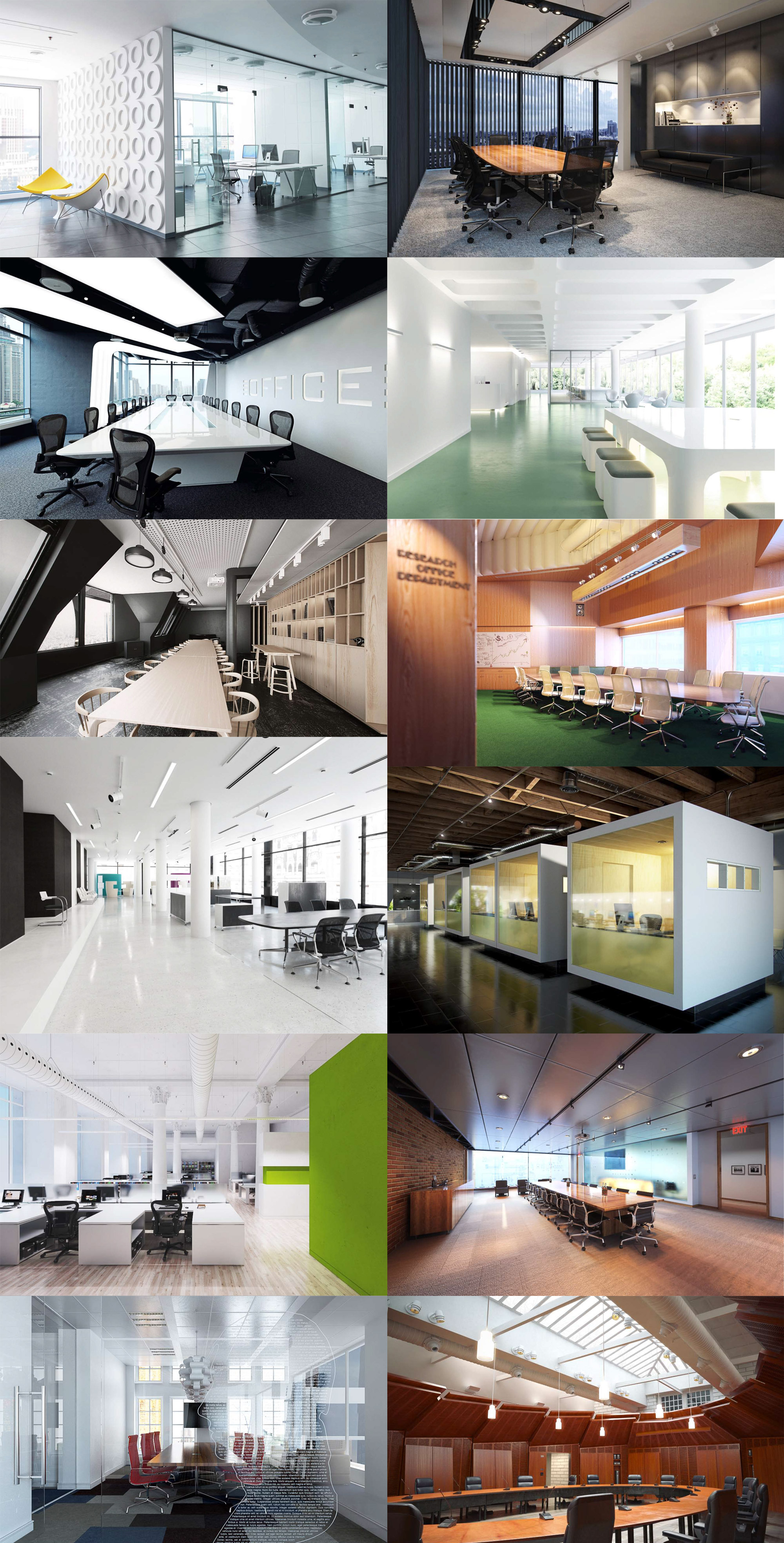 15组带纹理的办公室内部场景3D模型合集（MAX）