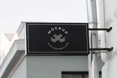 街头矩形招牌广告品牌样机[psd]