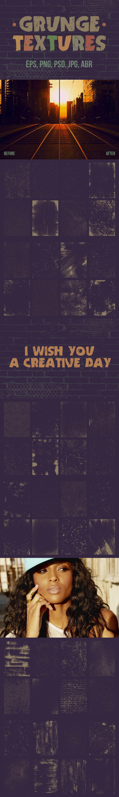 微妙精细的Grunge纹理矢量素材 (psd,eps,abr)