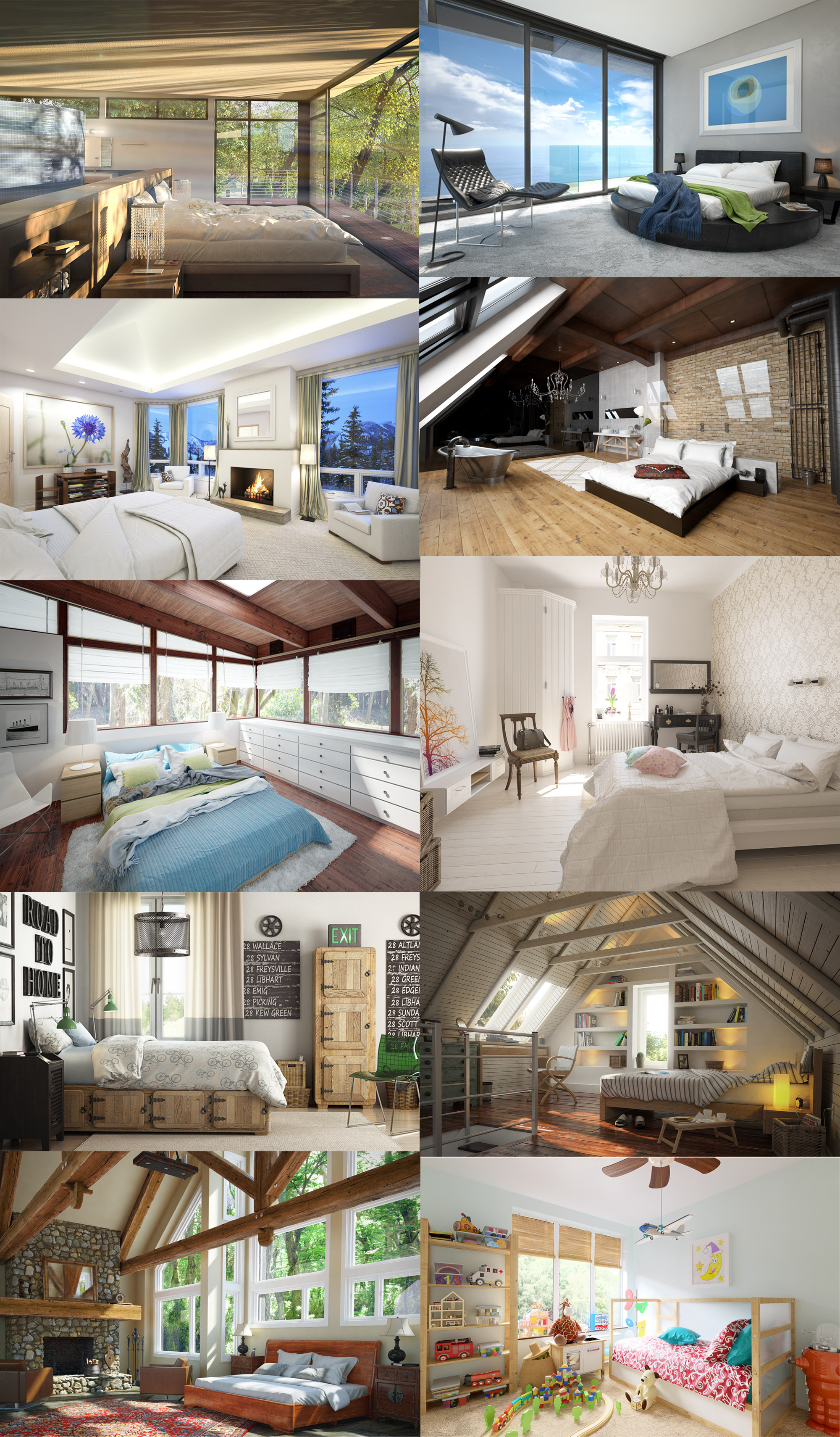 10组卧室内部场景3D模型合集（MAX）