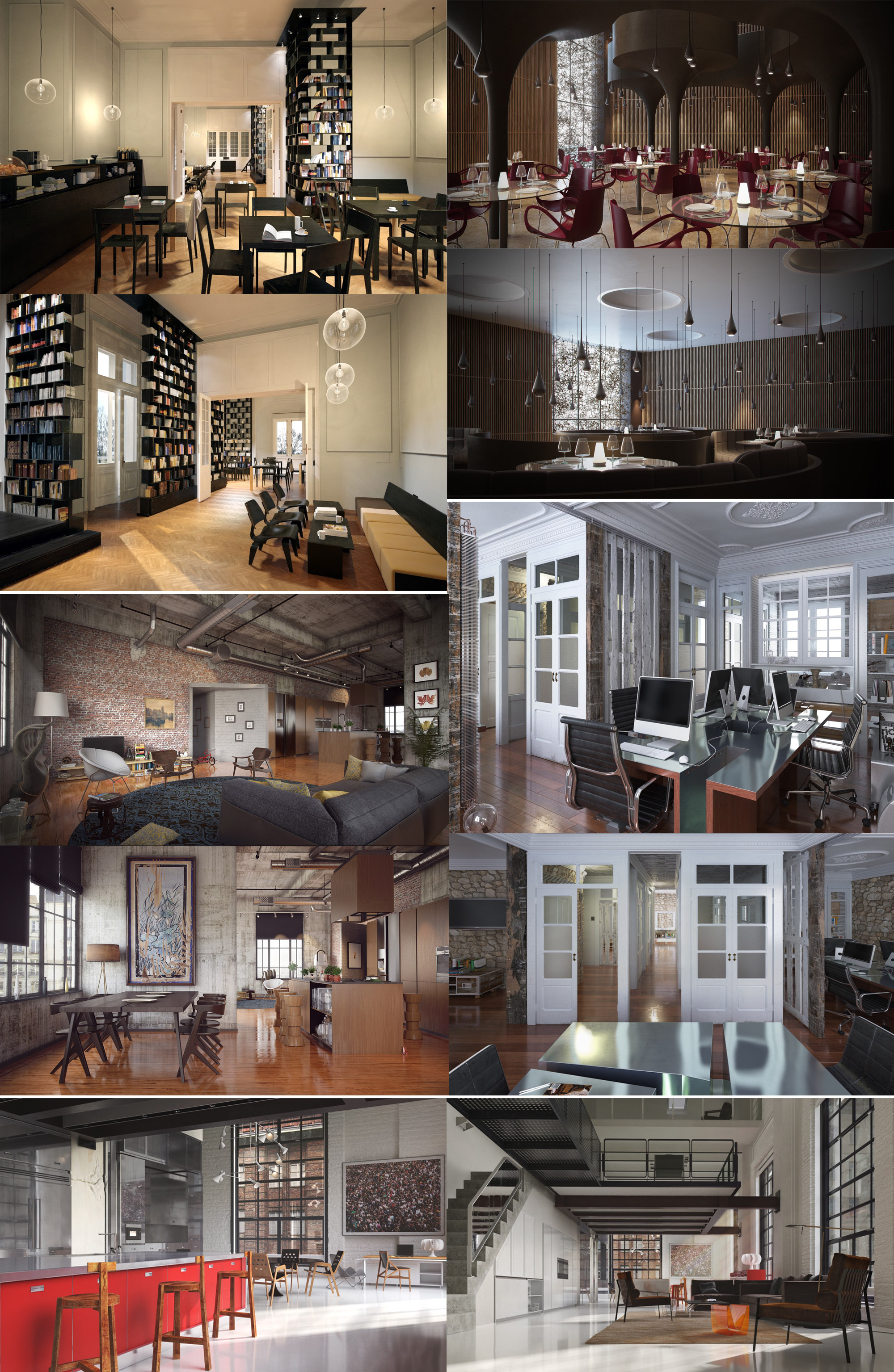 5组带纹理的室内场景3D模型合集（MAX）